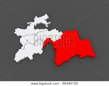 Map of Gorno-Badakhshan. Tajikistan. 3d