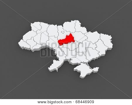Map of Cherkasy region. Ukraine. 3d