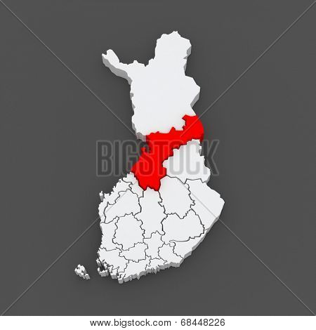 Map of Northern Ostrobothnia. Finland. 3d