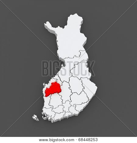 Map of Southern Ostrobothnia. Finland. 3d