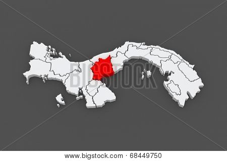 Map of Cocle. Panama. 3d