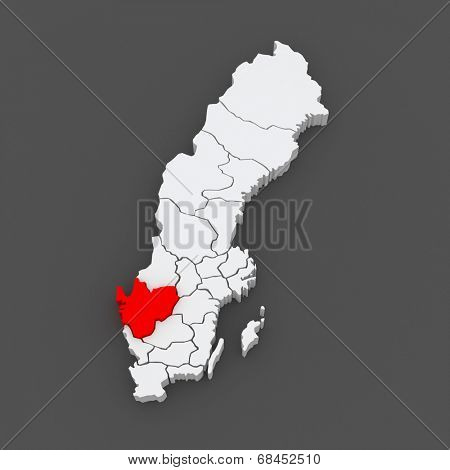 Map of Vastergotland. Sweden. 3d