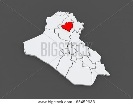Map of Kirkuk. Iraq. 3d
