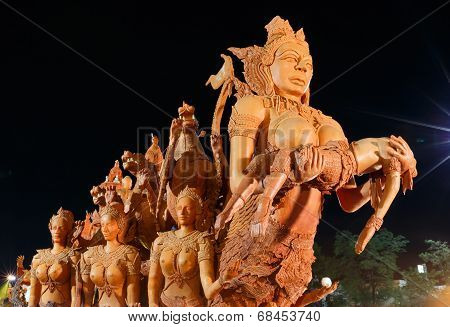 The Traditional Candle Procession Festival Of Buddha.