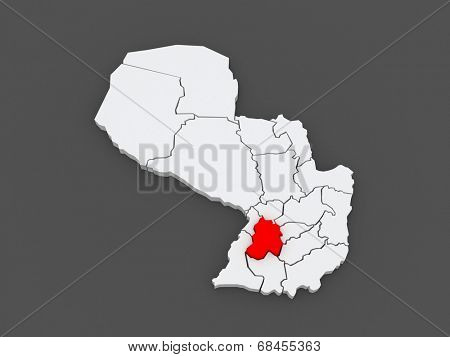 Map of Paraguari. Paraguay. 3d