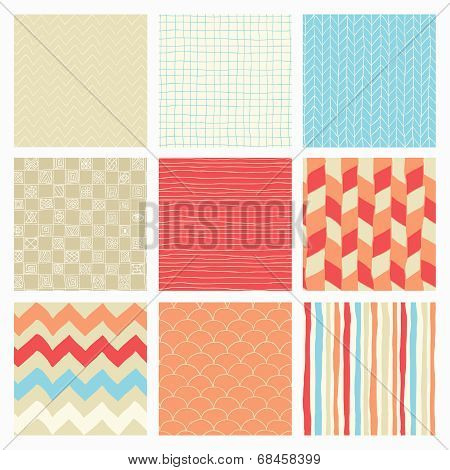 Abstract Hand Drawn Seamless Background Patterns
