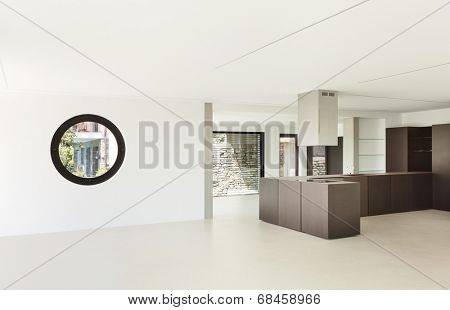 House, interior, modern architecture, kitchen view