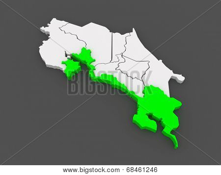 Map of Puntarenas. Costa Rica. 3d