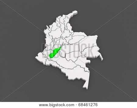 Map of Huila. Colombia. 3d