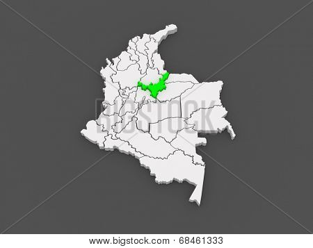 Map of Boyaca. Colombia. 3d