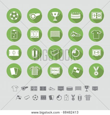 Soccer icons set flat design. Illustration eps10