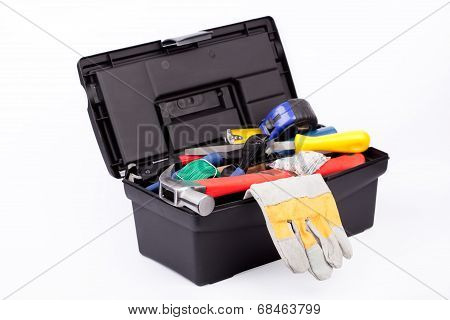 Toolbox with gloves.