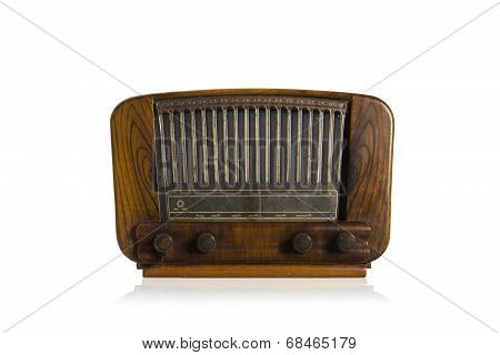 Old radio on white background