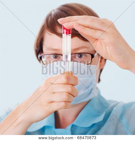 researcher in the laboratory isolatated