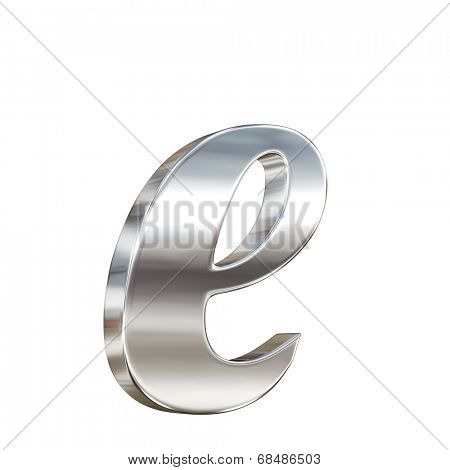 Chrome solid alphabet isolated on white - e lovercase letter