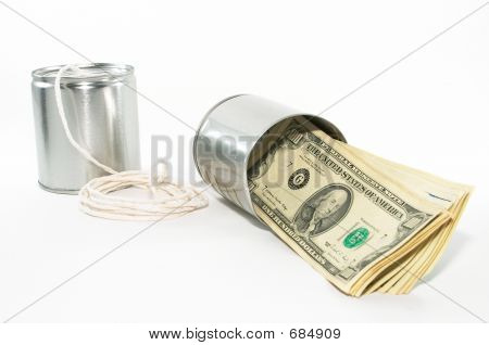 Blechdose Telefone, Geld aus alten Ideen