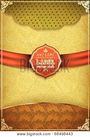 antique retro gold-framed label