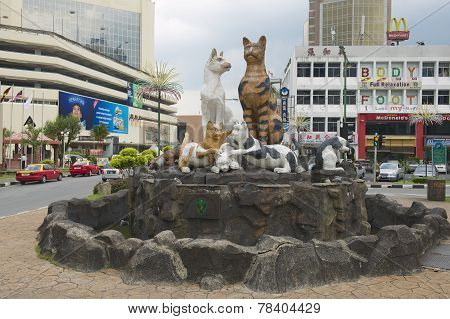 Cats monument at the downtown Kuching, Malaysia.