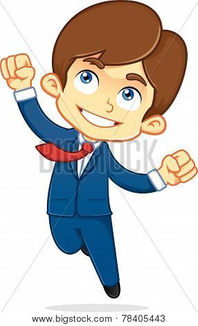 Businessman jumping and feeling accomplished