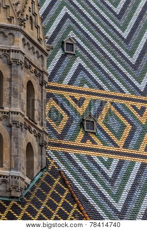 austria, vienna, st. stephen's cathedral. one of the landmarks of the city. roof of the church