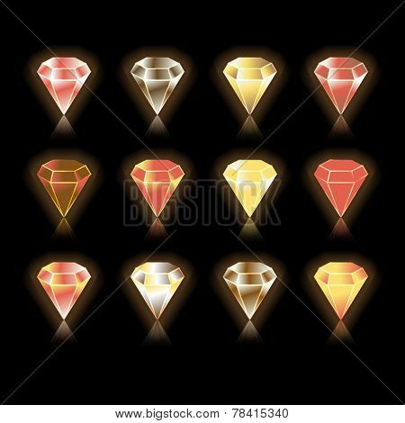 bright  star rounded hexagon  gem set in vector
