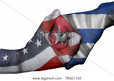 Handshake Between United States And Cuba