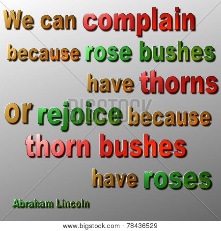 Complain or Rejoice quote - Abraham Lincoln