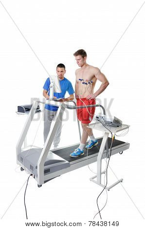 Sports Scientist Doing Performance Assessment. Modern Technology.