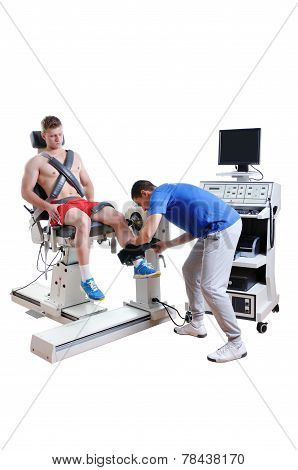 Sports Scientist Doing Performance Assessment. Modern Technology.