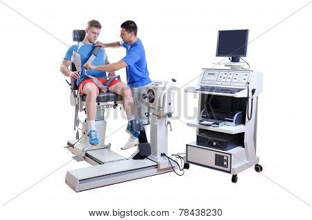 Sports Scientist Doing Performance Assessment. Modern Technology.