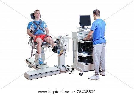 Sports Scientist Doing Performance Assessment. Modern Technology.
