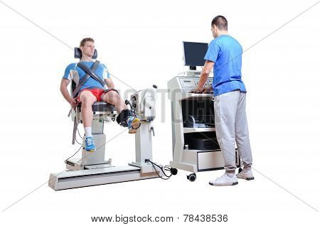 Sports Scientist Doing Performance Assessment. Modern Technology.