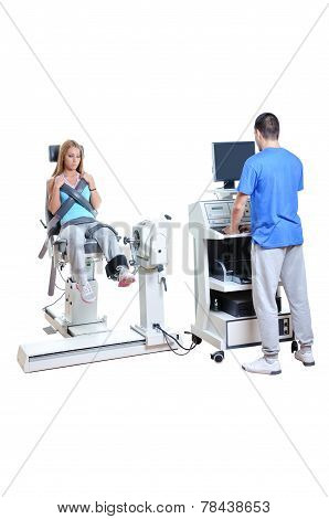 Sports Scientist Doing Performance Assessment. Modern Technology.