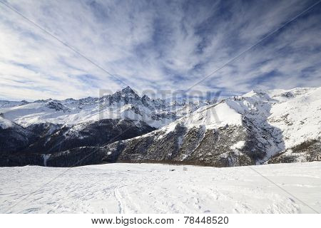 Majestic Winter View Of Mount Viso