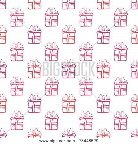 Seamless gift vector pattern on white background