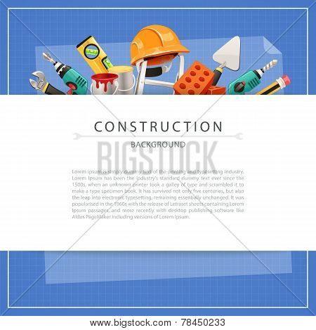 Blueprint Construction Background with Copy Space