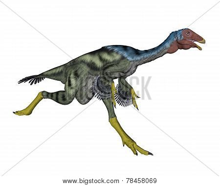 Caudipteryx dinosaur running- 3D render