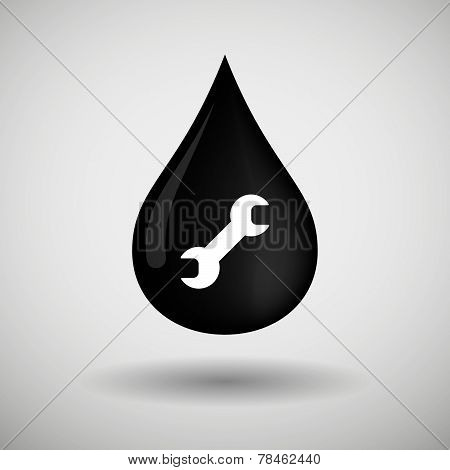 Oil Drop Icon With A Monkey Wrench