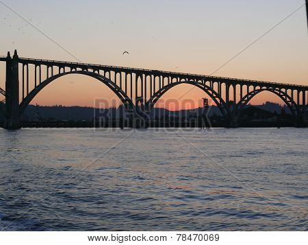 Morning sunrise under the bridge