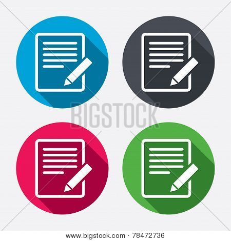 Edit document sign icon. Edit content button.