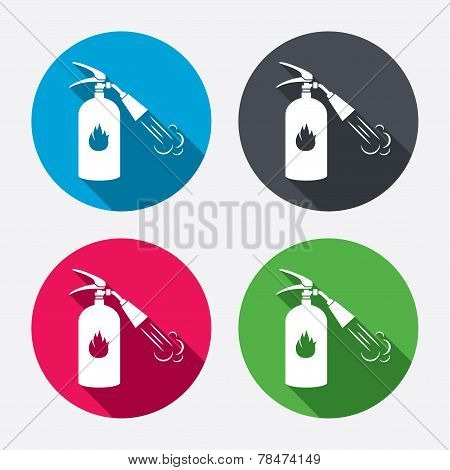 Fire extinguisher sign icon. Fire safety symbol.
