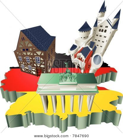 Illustration tysk turistattraktioner i Tyskland