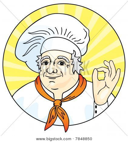 Kuchař dává symbolu 
