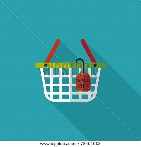 Shopping Basket Flat Icon With Long Shadow,eps10
