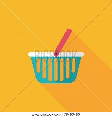 Shopping Basket Flat Icon With Long Shadow,eps10