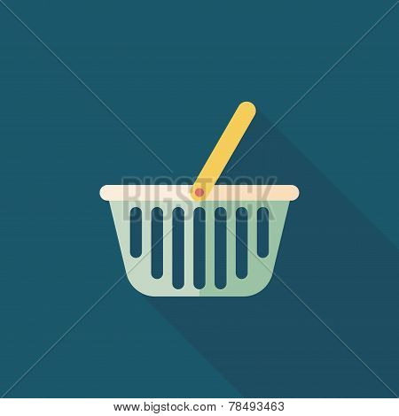 Shopping Basket Flat Icon With Long Shadow,eps10