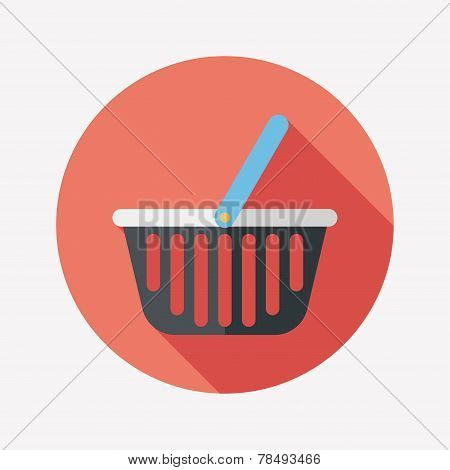 Shopping Basket Flat Icon With Long Shadow,eps10