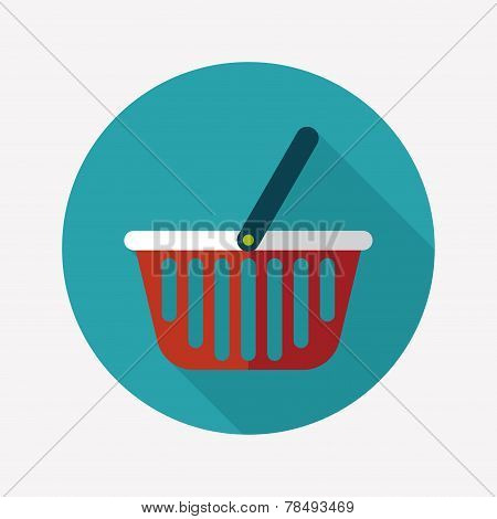 Shopping Basket Flat Icon With Long Shadow,eps10