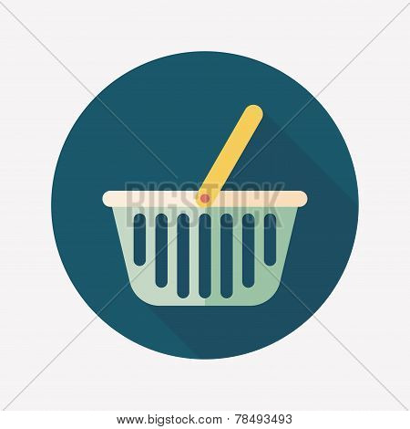 Shopping Basket Flat Icon With Long Shadow,eps10