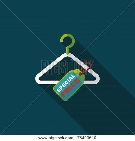 Shopping Clothes Hanger Flat Icon With Long Shadow,eps10